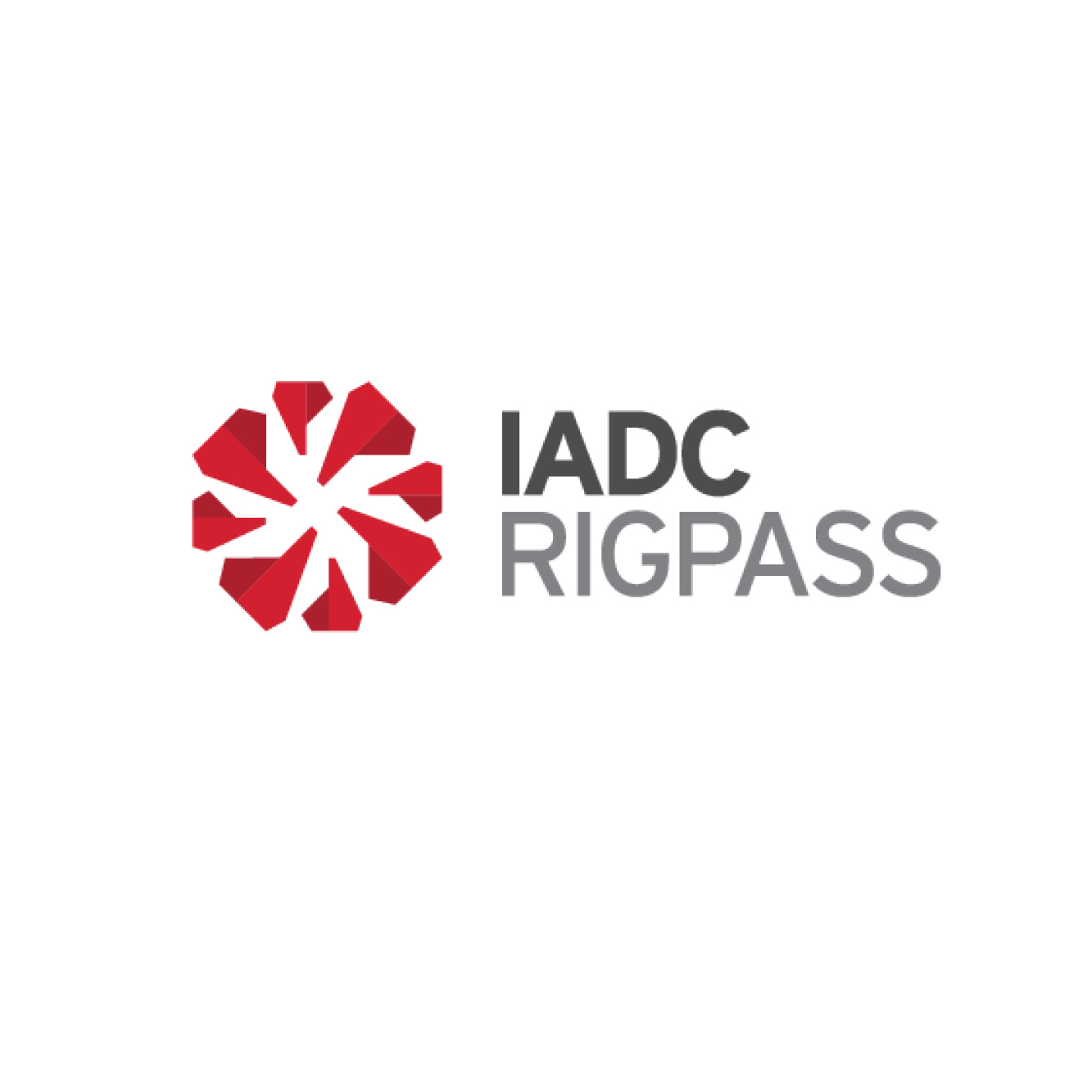 Logo of IADC RIGPASS featuring a red geometric shape and the text "IADC RIGPASS" in black and gray.